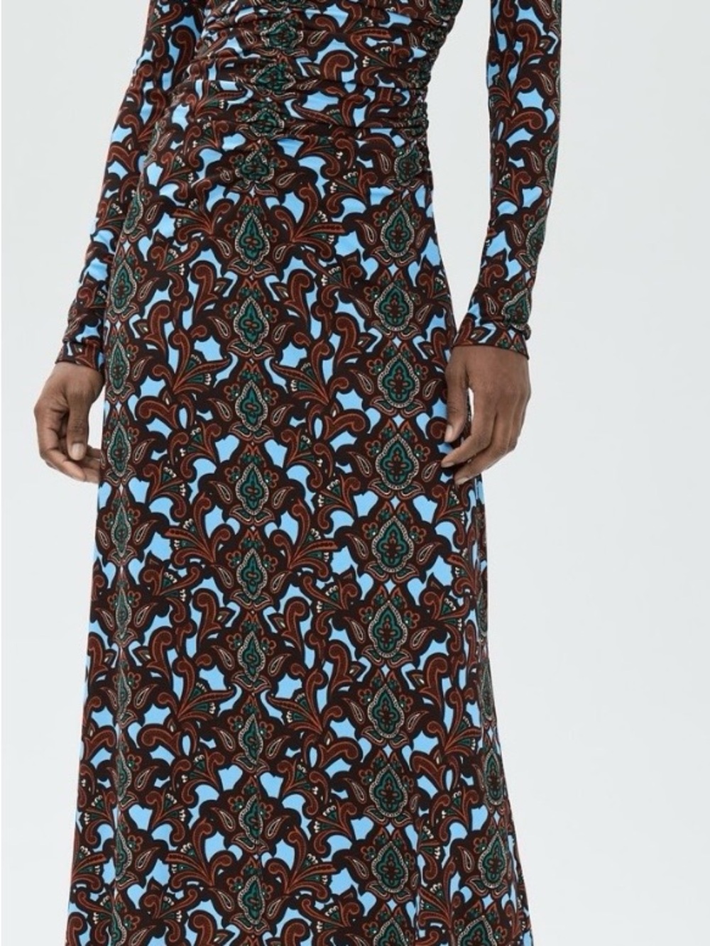 Cara Cara Maisy Brown and Light Blue Printed Maxi Dress